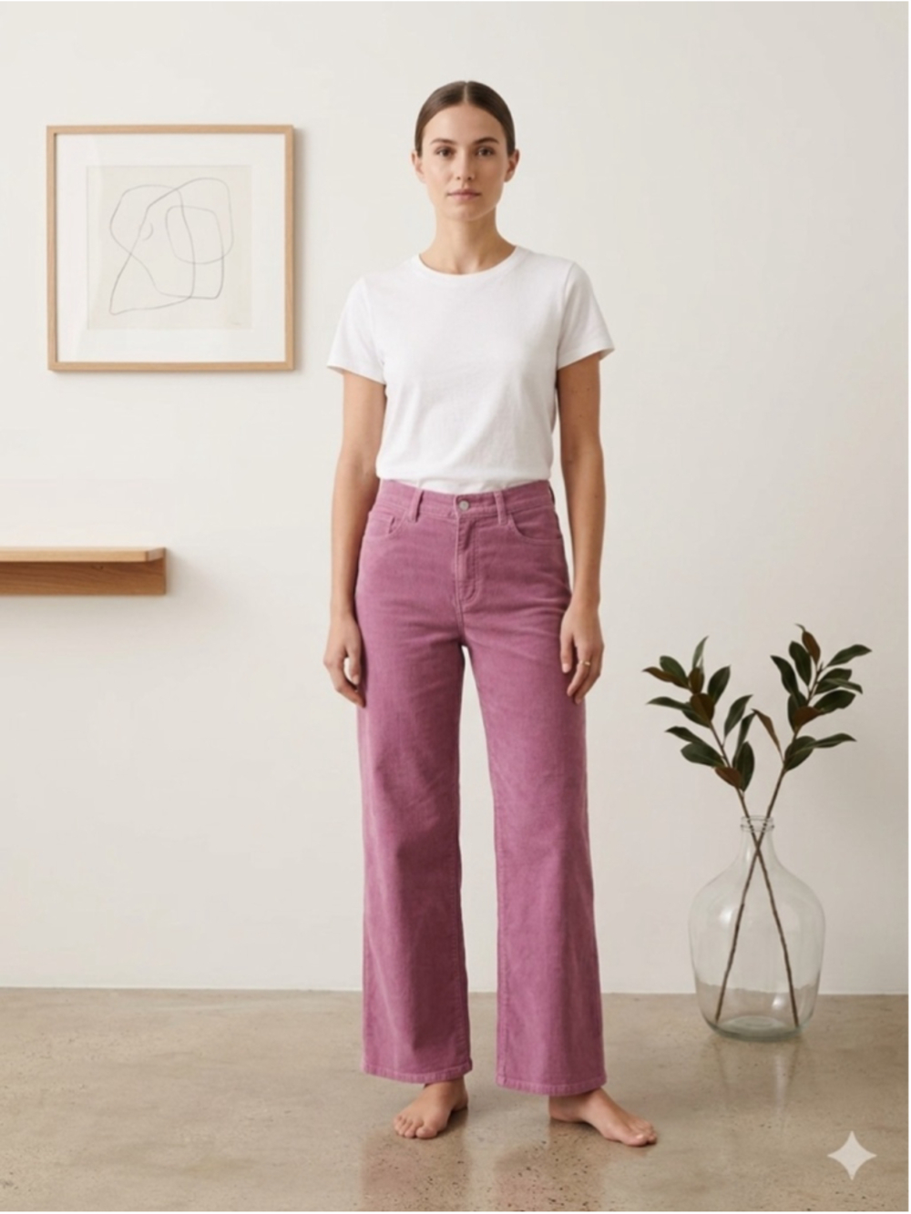 Ann Taylor Weekend Pink Corduroy Wide Leg Pants High Rise Crop Petite 12P Mauve